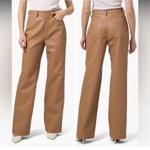 WAYF Brown Faux Leather Straight Leg Pants Size XS‎